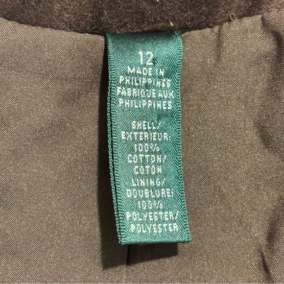 LAUREN RALPH LAUREN Sz 12 Brown Velvet Blazer 100% Cotton Light Shoulder Pads - Picture 8 of 11